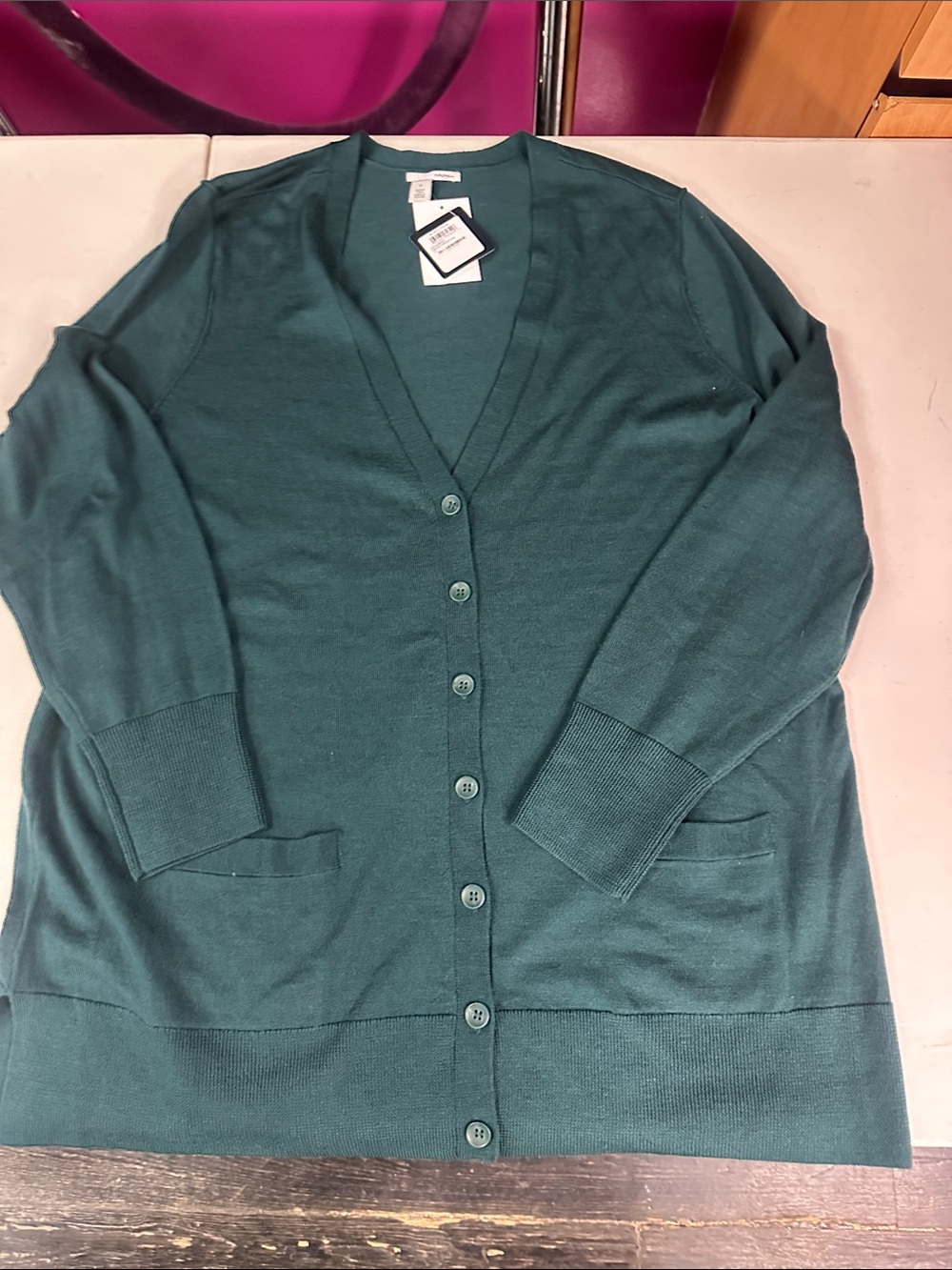 Halogen Teal Green Button-Front V-Neck Cardigan NWT 1XL